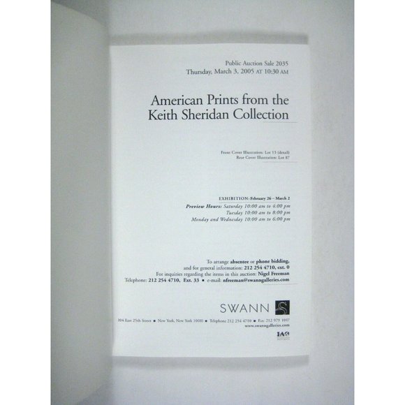 SWANN Catalog American Prints 2005 PPB Keith Sheridan Collection 2035 Vogel - Picture 2 of 6